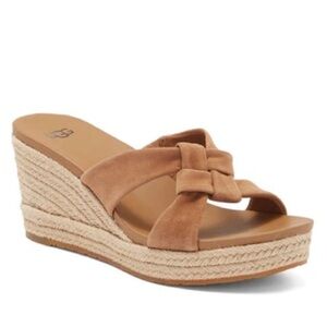 NWOT UGG Niyomee Espadrille Wedge Sandal Women's Sz 10 Chestnut Cushion Braided